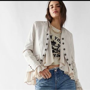 Free People Ruffled Jacket Coat Military Small / S